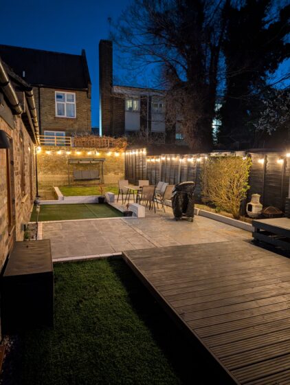 Garden lights in Dream Land Cottage AirBnB Margate