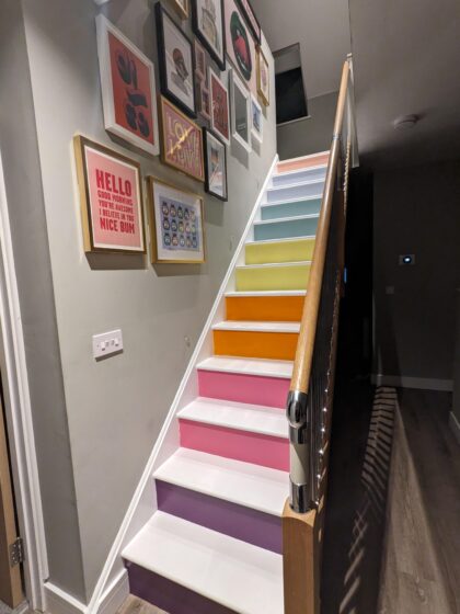 Rainbow staircase in Dream Land Cottage AirBnB Margate