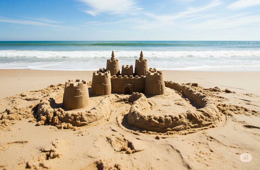 Sandcastle on beach